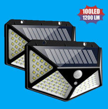 Cargar imagen en el visor de la galería, Reflector LED con Panel solar y sensor de movimiento Integrado / Ideal para Exteriores.
