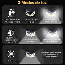 Cargar imagen en el visor de la galería, Reflector LED con Panel solar y sensor de movimiento Integrado / Ideal para Exteriores.