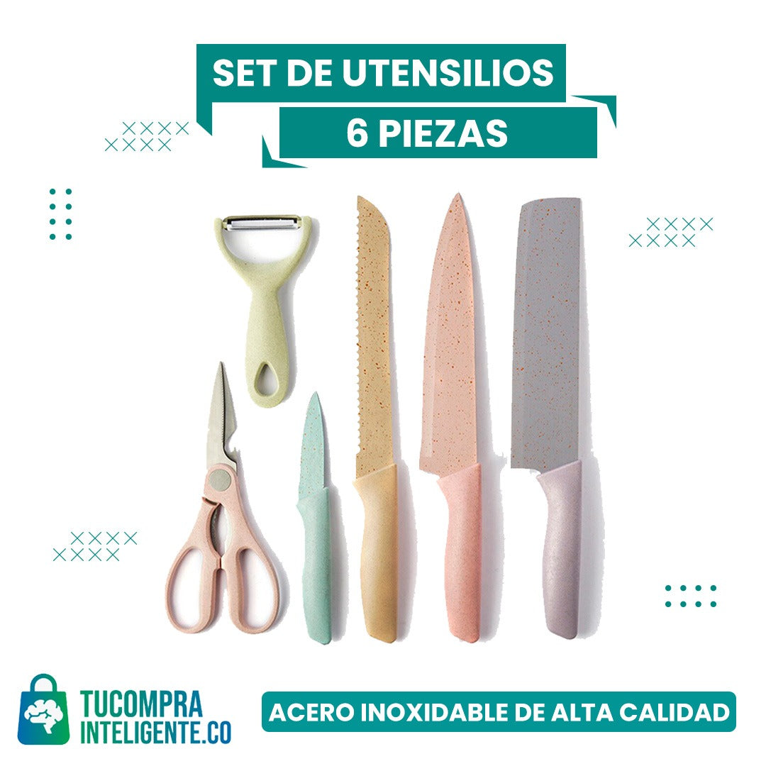 Set De Cuchillos Profesionales Para Cocina De Acero Inoxidable Juego De 6  Piezas EVDRTVERH SET DE CUCHILLOS