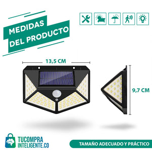 Reflector LED  con Panel solar y sensor de movimiento Integrado / Ideal para Exteriores.